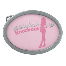 Knocked Up Knockout Baby Shower Mom-to-Be Oval Belt Buckle