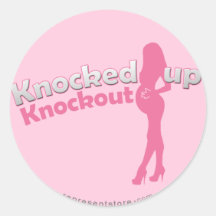 Knocked Up Knockout Baby Shower Mom-to-Be Round Stickers
