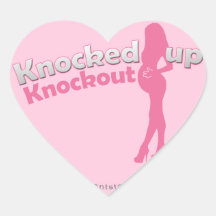 Knocked Up Knockout Baby Shower Mom-to-Be Heart Stickers