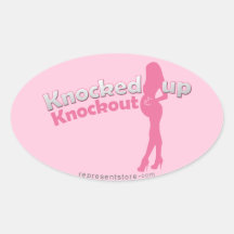 Knocked Up Knockout Baby Shower Mom-to-Be Oval Sticker