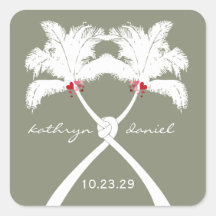 Knot Palm Trees Beach Tropical Wedding Modern Chic Square Sticker