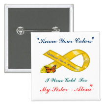 "Know Your Colours" Cancer Awareness Square/Black  Pin
