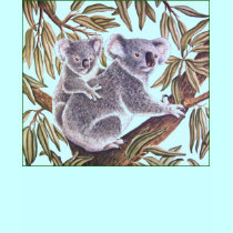 Koala and baby in Eucalyptus Tree t-shirts
