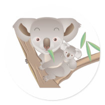 Koala Family Round Stickers