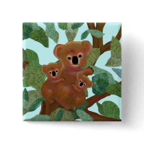 Koalas in the Eucalyptus Pinback Buttons