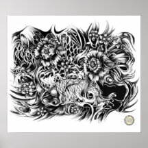koi art, kp design logo poster