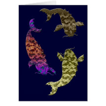 Koi carp digital art design greeting card