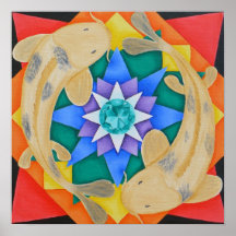 Koi Fish and Lotus Canvas Print