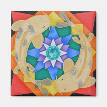 Koi Fish and Lotus Magnet