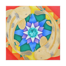 Koi Fish and Lotus Wrapped Canvas Gallery Wrap Canvas