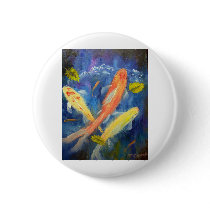 Koi Fish Swimming in Pond Pinback Button