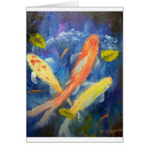 Koi Fish Swimming in Pond Cards