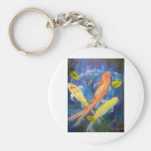 Koi Fish Swimming in Pond Key Chains