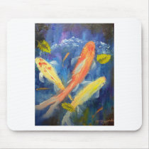Koi Fish Swimming in Pond Mouse Pad