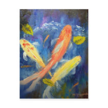 Koi Fish Swimming in Pond Post Cards