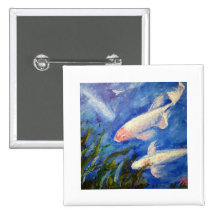 Koi Fish Underwater Pinback Button