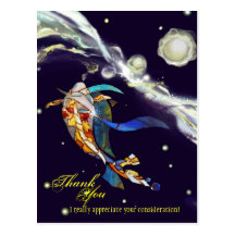 Koi in Universe Fantasy Design Thank You Postcard
