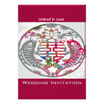 Koi Love Double Happiness Oriental Wedding 5x7 Personalized Announcements