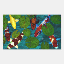 KOI POND RECTANGULAR STICKER