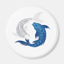 Koi Regal Blue Ghost silver Fridge Magnet