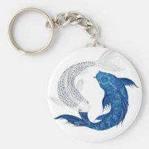 Koi Regal Blue Ghost silver Keychain