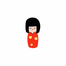 Kokeshi Doll With Red Kimono Photo Cut Out