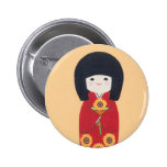 Kokeshi Doll with Sunflower Buttons