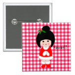 Kokeshi Girl Christmas Buttons