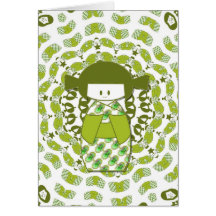 Kokeshi, Japanese dolls, apple green, Cards