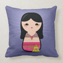 Kokeshi Pandora Throw Pillow