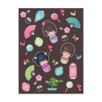 Kokeshi Pattern Postcard