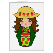 Kokeshi Strawberry Girl Card