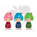 Kokeshi Triplets Postcard