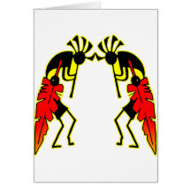 Kokopeli jumeau avec des plumes carte