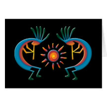 Kokopelli avec de Sun la carte de voeux noire vers