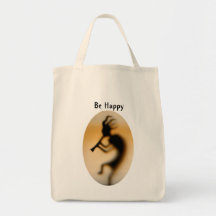 Kokopelli Be Happy Affirmations Canvas Tote Bag