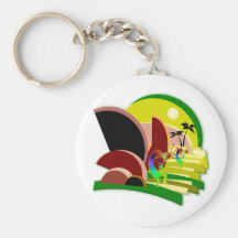 Kokopelli Climbing Stairs to Sun Keychains
