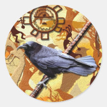 KOKOPELLI RAVEN Collection Round Stickers