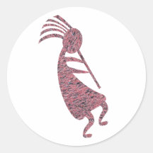 Kokopelli Red Coloured Stickers