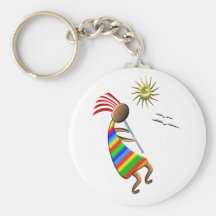Kokopelli Sun and Birds Keychains