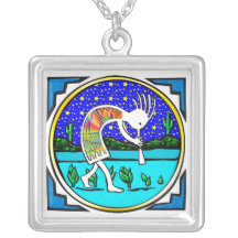 Kokopelli Under the Stars Sterling Silver Necklace