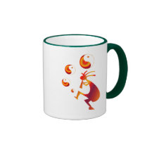 Kokopelli with Red Yin Yang Coffee Mugs