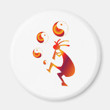 Kokopelli with Red Yin Yang Fridge Magnet