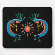 Kokopelli with Sun Southwest Black Mousepad