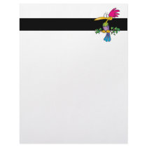 kooky crazy tropical exotic bird cartoon letterhead design