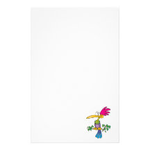 kooky crazy tropical exotic bird cartoon stationery design