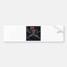 kool skull drawing with rifles bumper sticker
