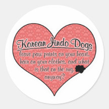 Korean Jindo Dog Paw Prints Humour Round Sticker