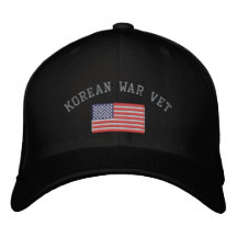 Korean Vet with American Flag Embroidered Baseball Caps