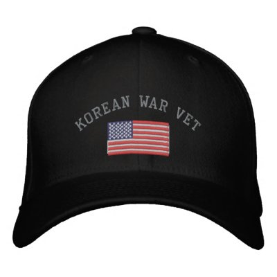 Korean Vet with American Flag Embroidered Baseball Caps